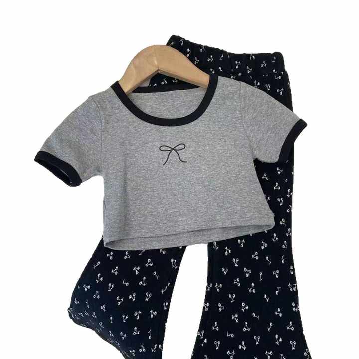 Oddlers Summer 2024 Casual Playwear- Girls' Fashionable Polka Dot 2-Piece Set