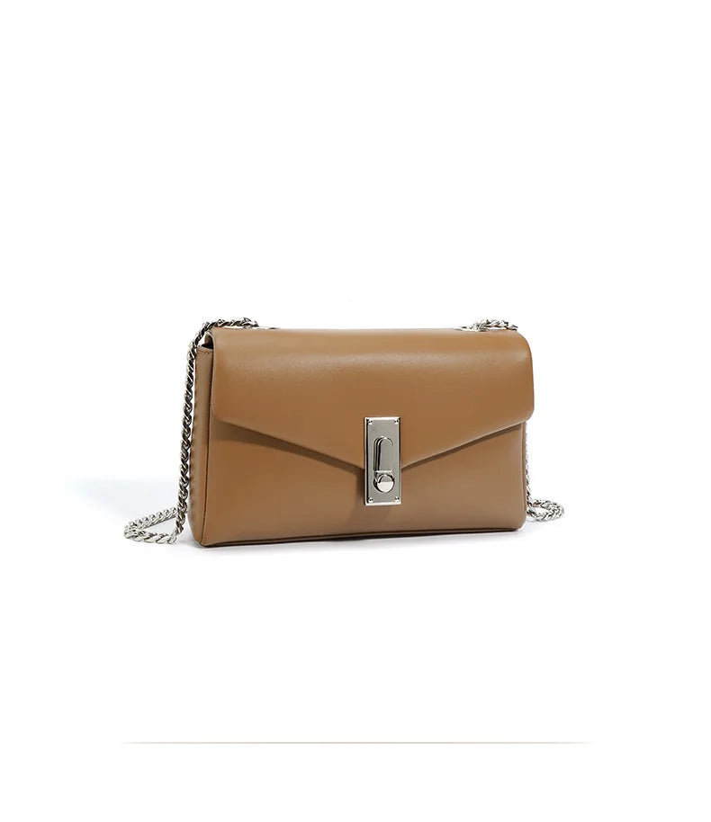 Women's square shoulder bags made of soft genuine leather