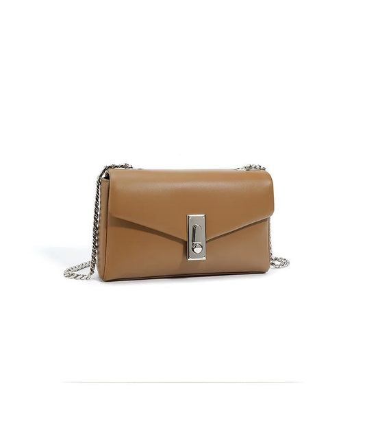 حقائب كتف نسائية مربعة الشكل مصنوعة من الجلد الطبيعي الناعم