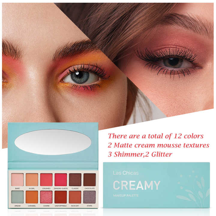 Las Chicas بسعر الجملة لوحة مكياج 12 لون لوحة ظلال عيون نباتية Las Chicas Wholesale Makeup Palette 12 Colors Vegan Eyeshadow Palette