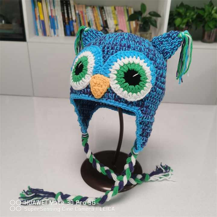 New blue owl baby hats