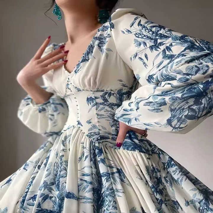 Women's Long Puff Sleeve Dress