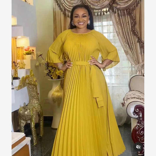 Factory Sell Lady Elegant Miyake-Long Maxi Dress