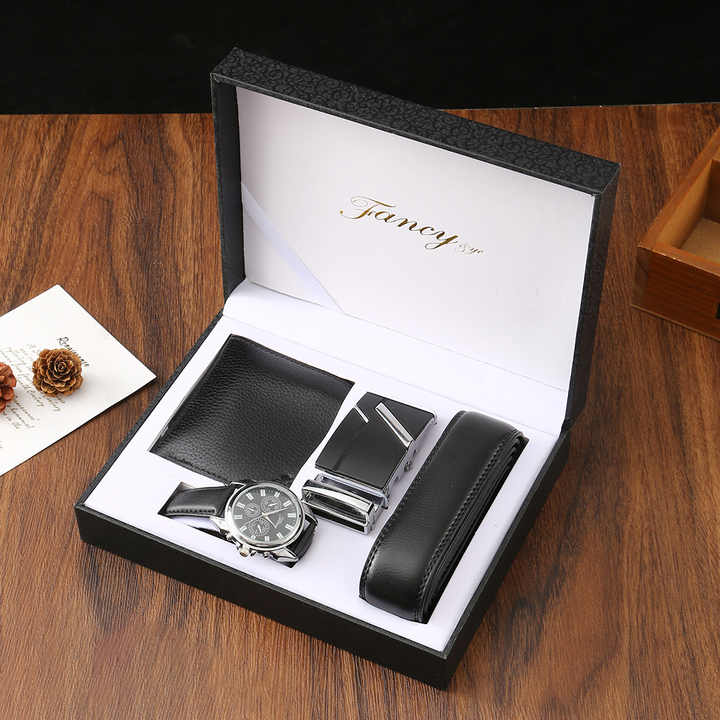 IStapromo Luxury 4 Piece Men's Watch Set with Wallet