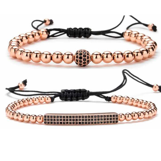 سوار من الخرز النحاسي 2023 للنساء والرجال، طقم . 2023 Copper Beaded Bracelet for Women and Men,