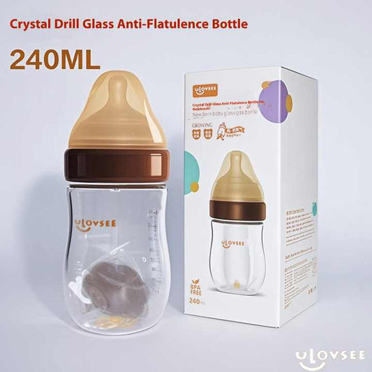 Anti-flatulence baby glass bottle nursing