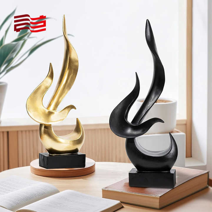 Flame Statue Abstract Living Room Decorations Modern Design Home Decor Table Shelf Ornaments Resin Crafts
