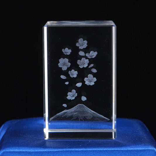 3D Laser Crystal Flower with Engraved Mount.