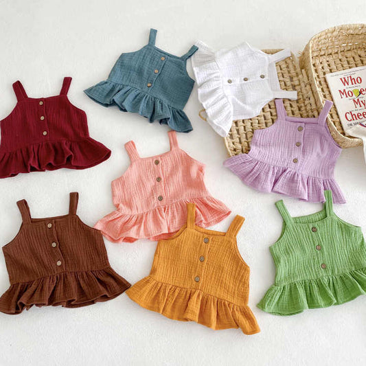 طقم ملابس صيفية بدون أكمام للفتيات الصغيرات Toddler Girls Summer Sleeveless Clothes Set Kids