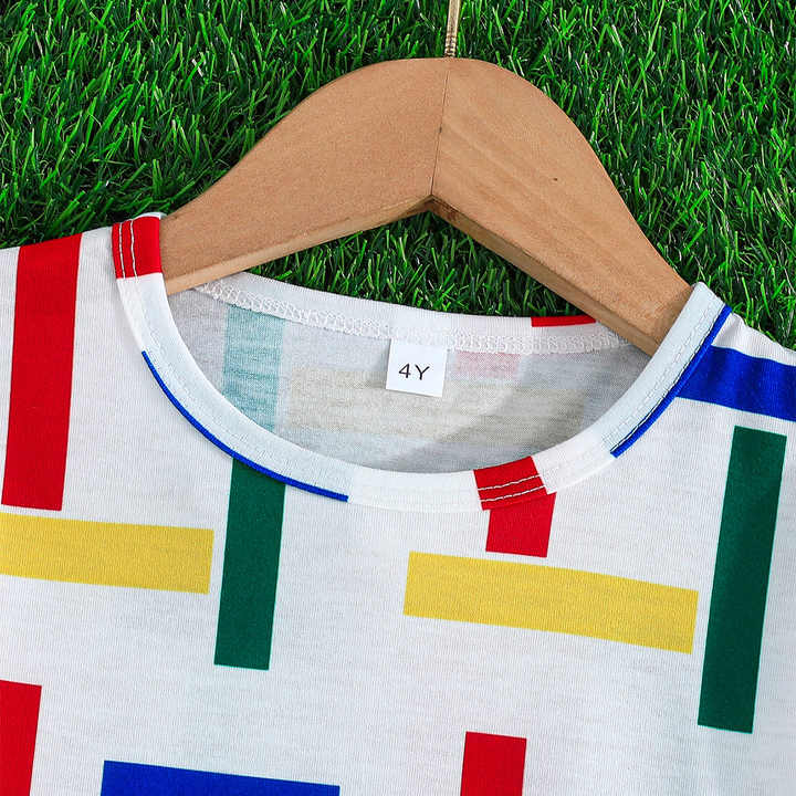 ملابس أطفال كاجوال صيفية بأكمام قصيرة . Summer Casual Children's Clothes Short Sleeve Letter