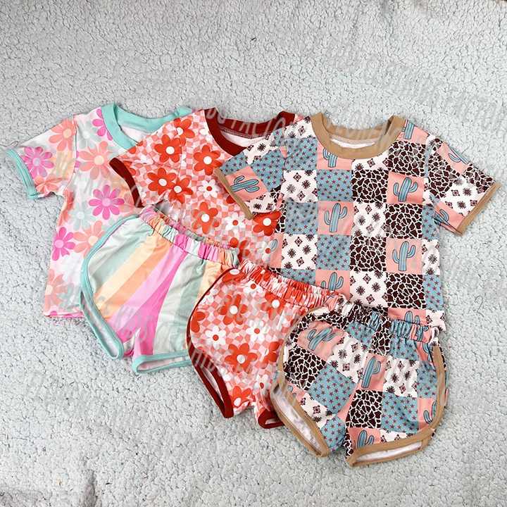 DH OEM New Style Summer Cow Girls Summer Clothing Set