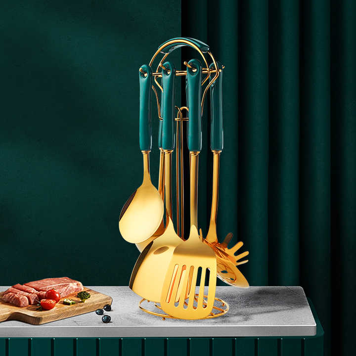 اكسسوارات المطبخ الذهب المواقد السيراميك Accessories Gold Ceramic Cookware Set