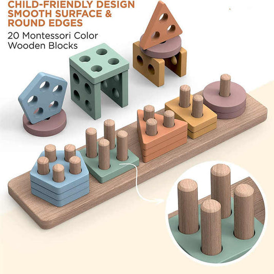 Educational games wooden building blocks