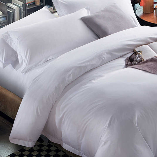 White Satin Hotel Bed Sheet Sets 200T 250T 300T 600T,