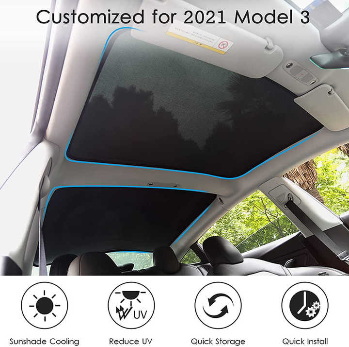 2022 موديل 3 4 قطعة سقف و خلفي, مظلة . 2022 Model 3 4-Piece Roof and Rear Sunshade, Double