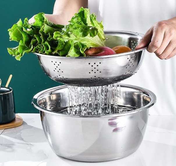 3. Stainless Steel Manual Kitchen Tools, Fruit and Vegetable Slicer, Slicer, Sink Drainer Set3. أدوات مطبخ يدوية من الفولاذ المقاوم للصدأ ، قطاعة فواكه وخضروات ، قطاعة قطاعة ، مجموعة حوض صرف