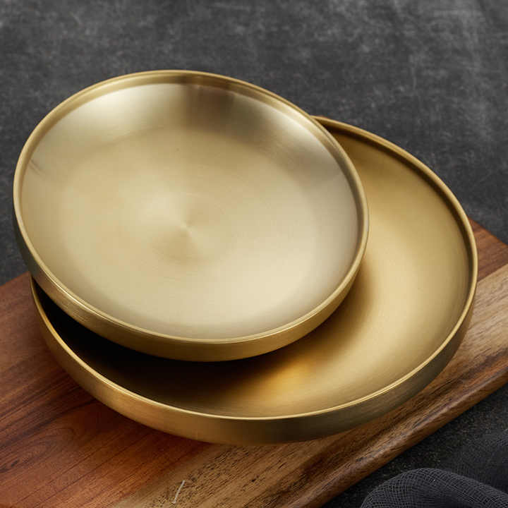 Golden stainless steel tableware with double disc