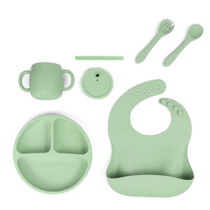 Bpa Free Silicone Baby -مجموعة أطباق تغذية الأطفال