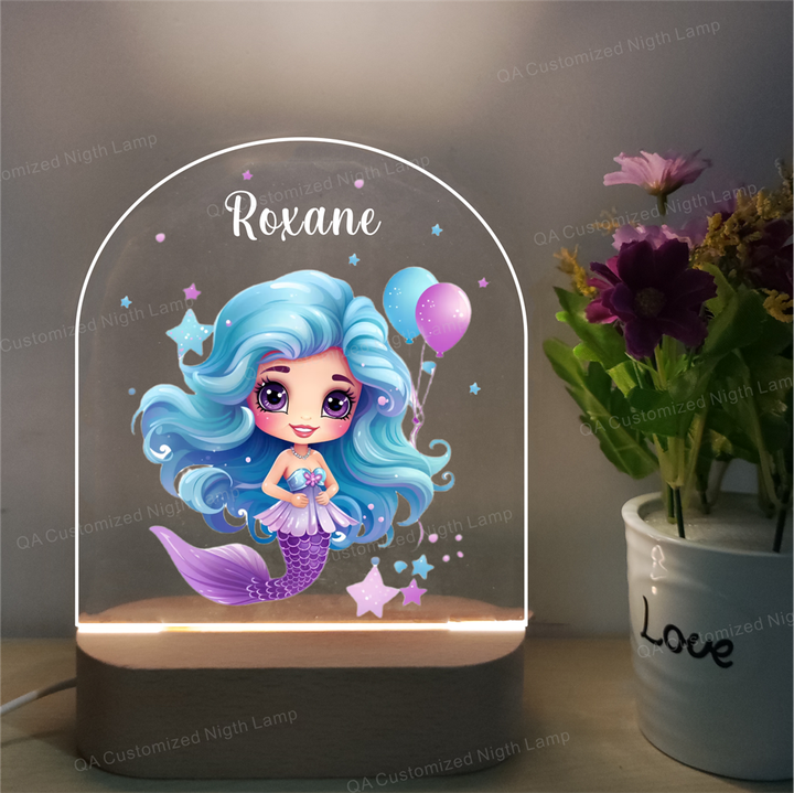 Personalized Mermaid Night Light for-مصباح ليلي