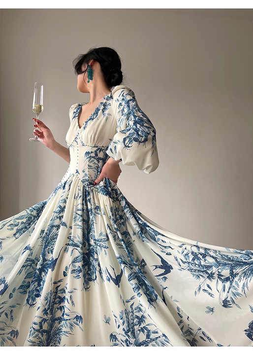 Women's Long Puff Sleeve Dress