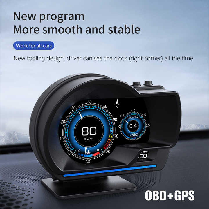 Wiyii hud P6 OBD2 + GPS نظام مقياس ذكي . Wiyii HUD P6 OBD2 + GPS Smart Gauge System