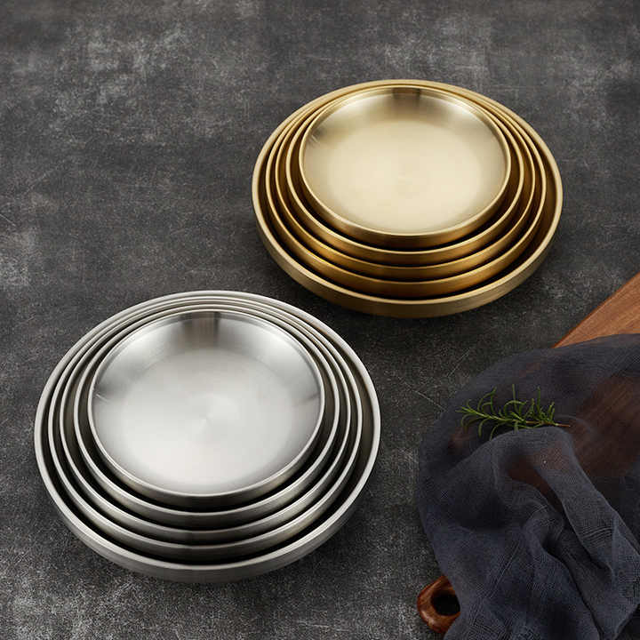 Golden stainless steel tableware with double disc