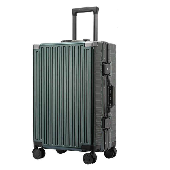Aluminum frame luggage without zipper, made of solid metal