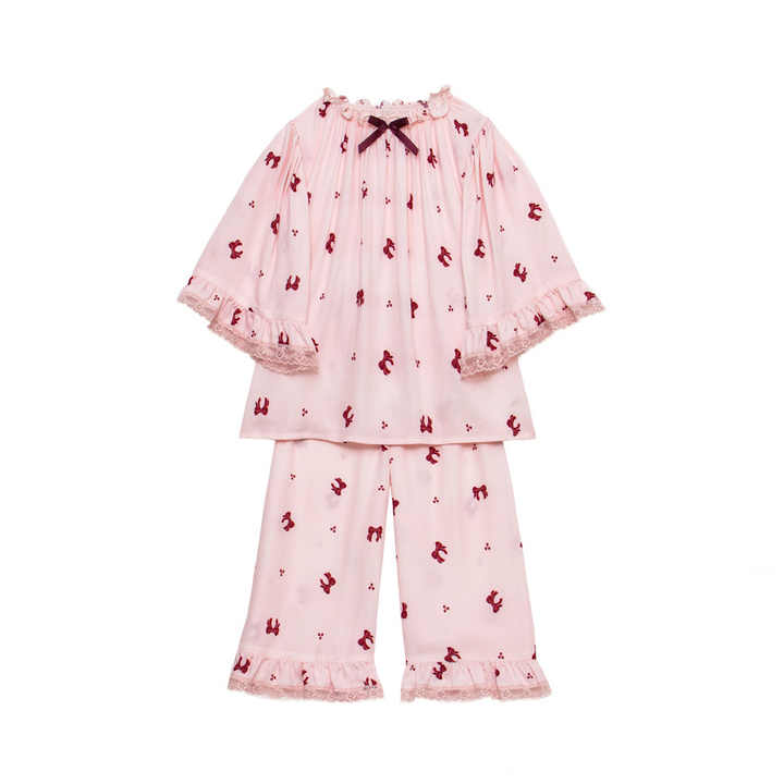 Custom Print Baby Pyjamas Cotton Silk Print Dresses Two Piece Children Boutique Girls Sleepwear PJS Kids Pajamas Setsبيجامات أطفال مطبوعة حسب الطلب، فساتين مطبوعة من القطن والحرير، ملابس نوم بوتيك للبنات، طقم بيجامات للأطفال، قطعتين