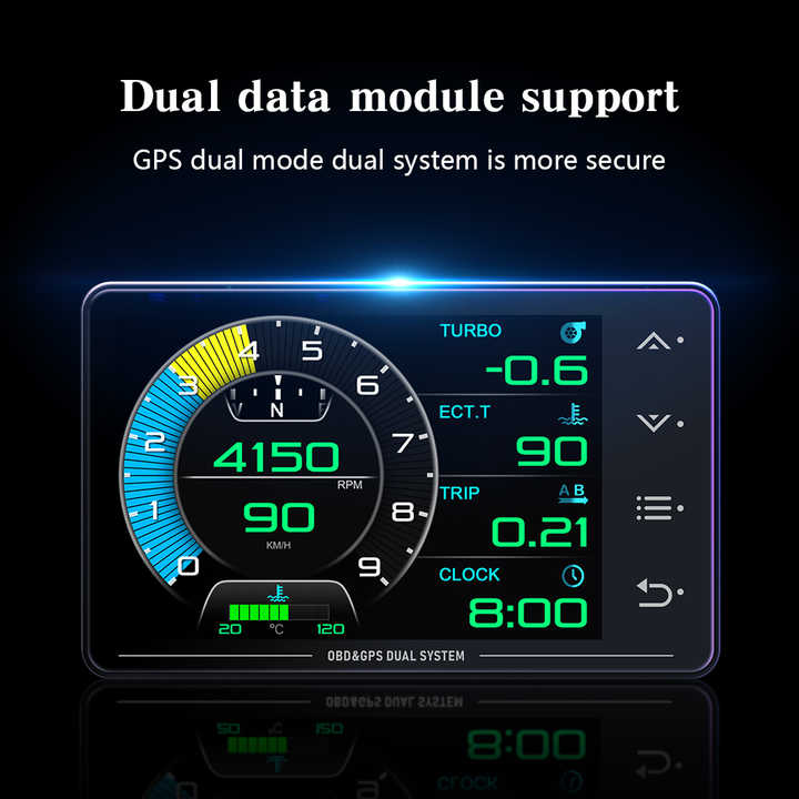 مقياس XS OBD2 + GPS عرض الرأس لأعلى hud . XS OBD2 + GPS Head Up Display HUD Turbocharger Oil