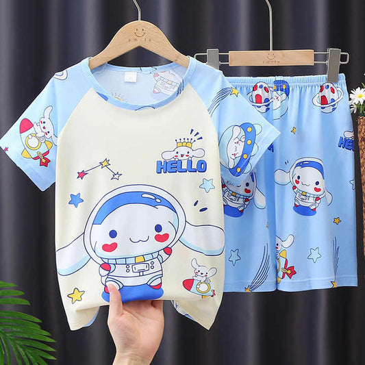 طقم بيجامة للأطفال والفتيات الصغار طقم بيجامة قصيرة صيفية رائعة تناسب النوم ملابس نوم Toddler Girls Pajama Set Summer Short Sleeve Sleepwear Pjs 2 Piece Set 1-7 Years 2 طقم 1-7 سنوات