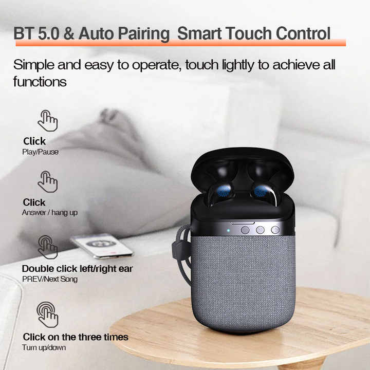 Stereo headphones with wireless charging case