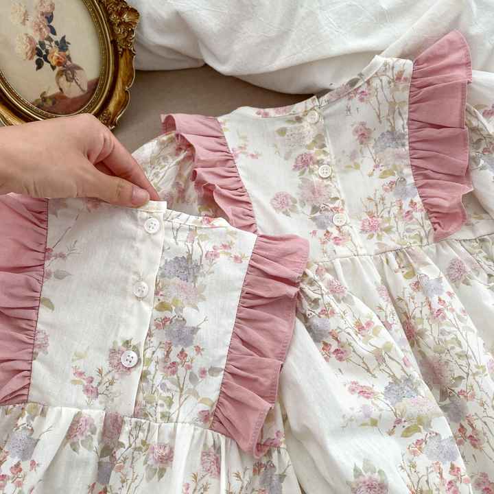 Dress with Long Sleeves Printed Baby Dress- فستان صيفي كاجوال