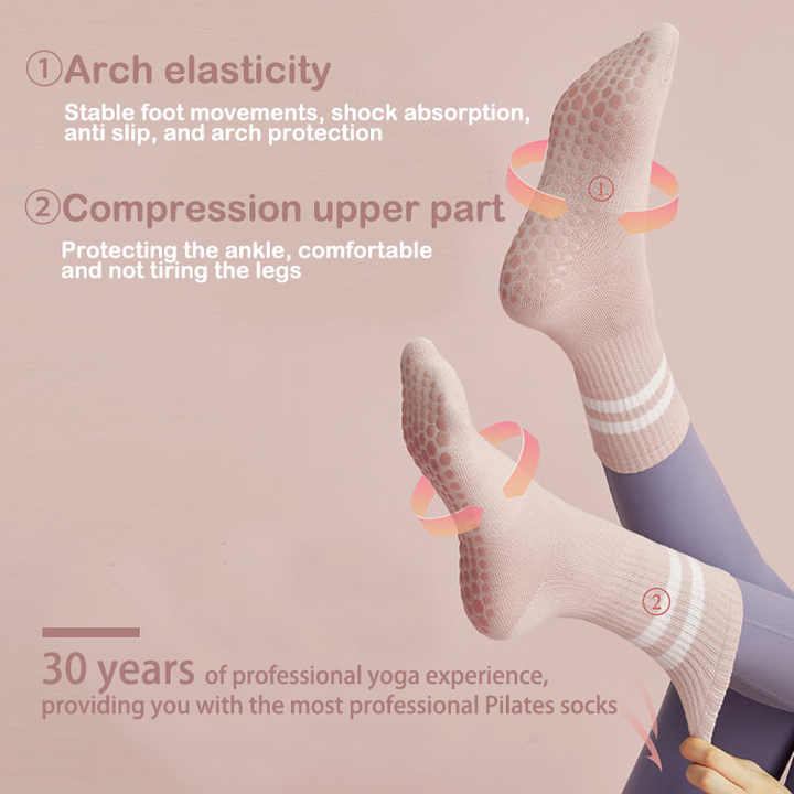 port Women Custom Yoga Merino Wool Grip Socks Pilates جوارب رياضية نسائية من صوف الميرينو
