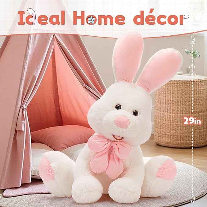 Rabbit Upright Ears Gift for Kids Women's Day Cotton - لعبة أرنب عيد الفصح المحشوة الناعمة