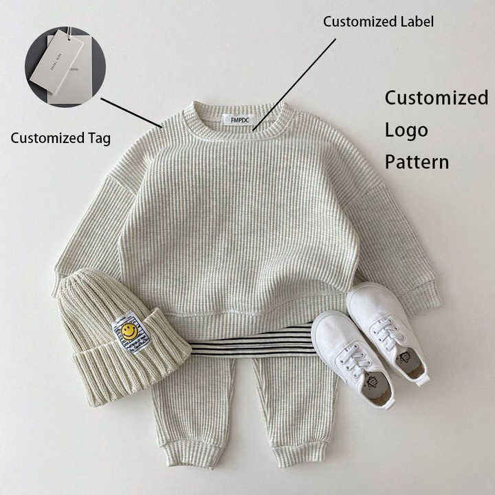 Waffle Cotton Baby Clothing Sets Kids-مجموعة ملابس أطفال