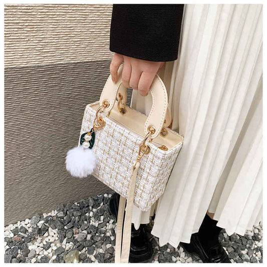 حقيبة يد من الصوف منقوشة على الطراز الكوري عالية الجودة