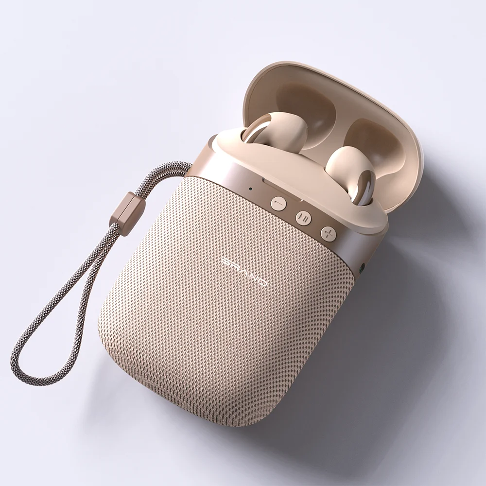Stereo headphones with wireless charging case