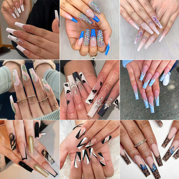 Woman Nails Supplies Long Coffin French