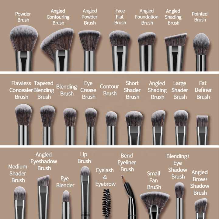 High Quality 25 Pcs Fan Brushes with Concealer Face Brush Professional Makeup Brush Set from Mange, High Quality,