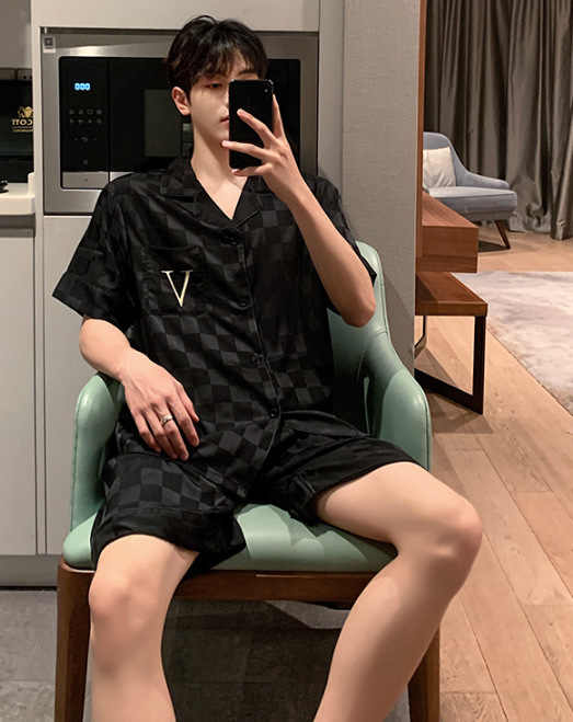 New Men's Summer Pajamas Short Sleeve Shorts