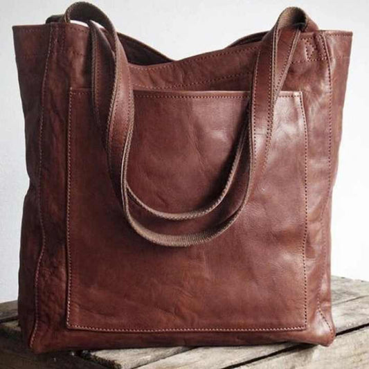 حقيبة حمل نسائية من الجلد الشمعي الزيتي العتيق