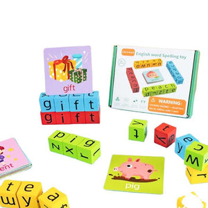 مكعبات بناء الحروف الخشبية، ألعاب تهجئة، أبجدية Wooden Letter Building Blocks, Spelling Toys, English