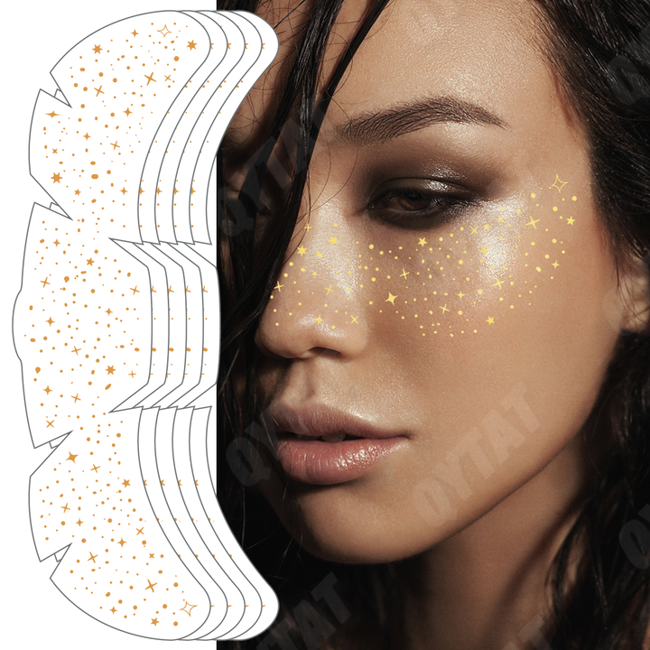 Custom Metallic Makeup Patches Waterproof Silver Gold Star Butterfly Sprinkle Glitter Freckles Tattoo Face Patches