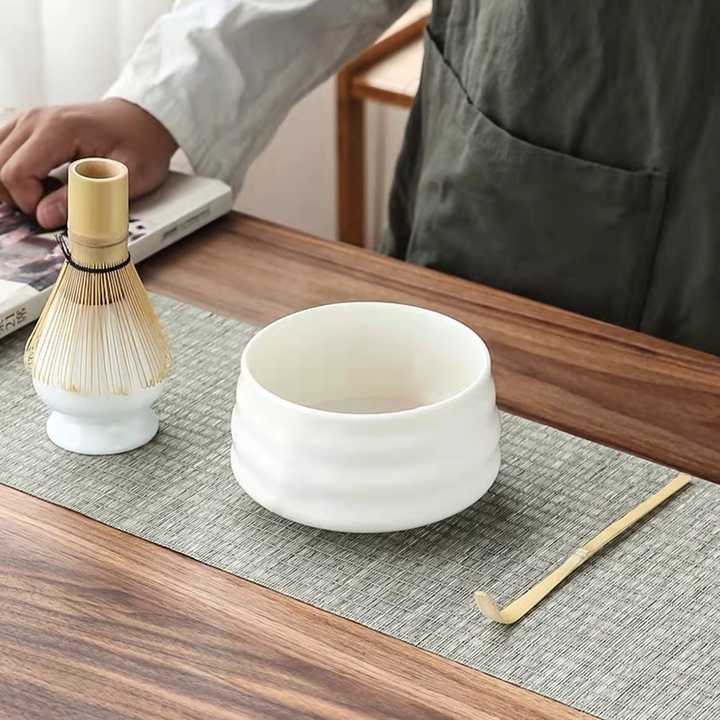 Bowl Tea Brush Japanese Engraved - 4-Piece Matcha Set