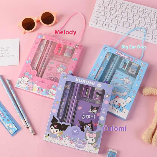 جديد سانريو ست قطع مجموعة صندوق هدايا . New Sanrio 6 Pieces Stationery Gift Box Set Cross-border
