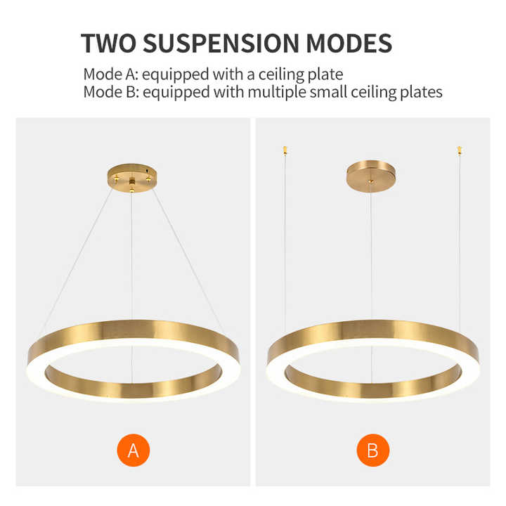 ثريات إضاءة دائرية ذهبية عالية الجودة بقطر . High quality gold circular lighting chandeliers