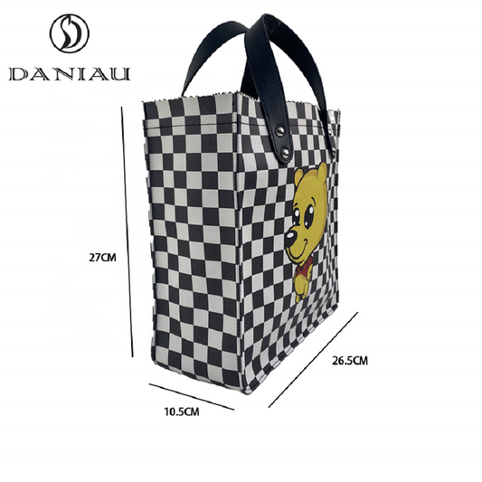 حقيبة نسائية جلدية مطبوعة عليها رسوم متحركة للفتيات الصغيرات مقاومة للماء