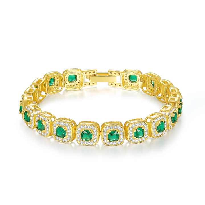 Unisex Customized 14K Gold Plated-سوار تنس زمرد
