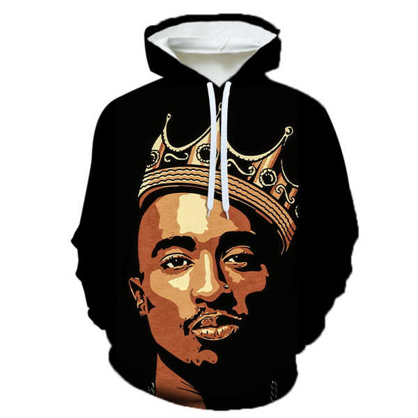 هودي رجالي مطبوع عليه 2بتقنية الطباعة ثلاثية الأبعاد، هودي رجالي مطبوع عليه 2Pac بتقنية الطباعة الرقمية