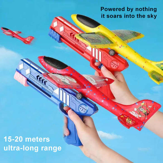 طائرة طرد من الرغوة للأطفال في الهواء الطلق . Kids Outdoor Foam Glider Launcher